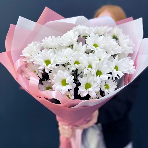 Букет «Розовое счастье» – нежность белых хризантем Петрозаводск Республика Карелия