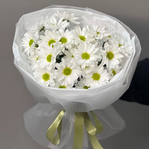 Букет «Ромашковый» – нежные белые хризантемы в деревенском стиле Петрозаводск Республика Карелия