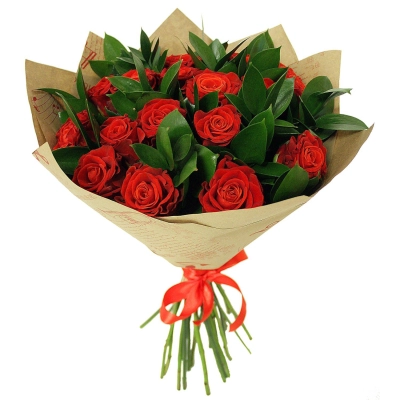 Букет «Фейерверк чувств» – 15 красных эквадорских роз для ярких признаний Петрозаводск Республика Карелия