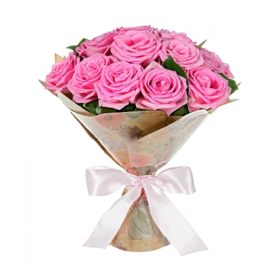 Букет из розовых роз с рускусом – нежность в каждом лепестке Петрозаводск Республика Карелия
