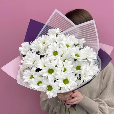 Букет «Весеннее настроение» – свежесть белых хризантем Петрозаводск Республика Карелия