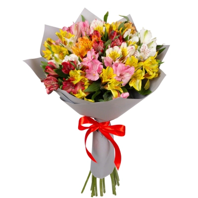 Букет «Рассвет» из разноцветных альстромерий Петрозаводск Республика Карелия