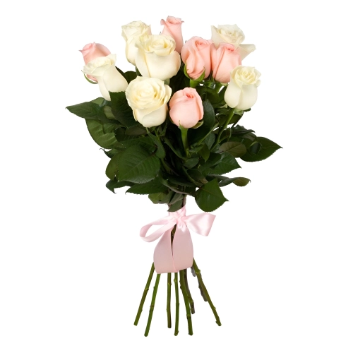 Букет из розовых и белых роз Петрозаводск Республика Карелия