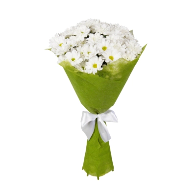 Пышный букет из 7 хризантем в фетре – элегантность в каждом лепестке